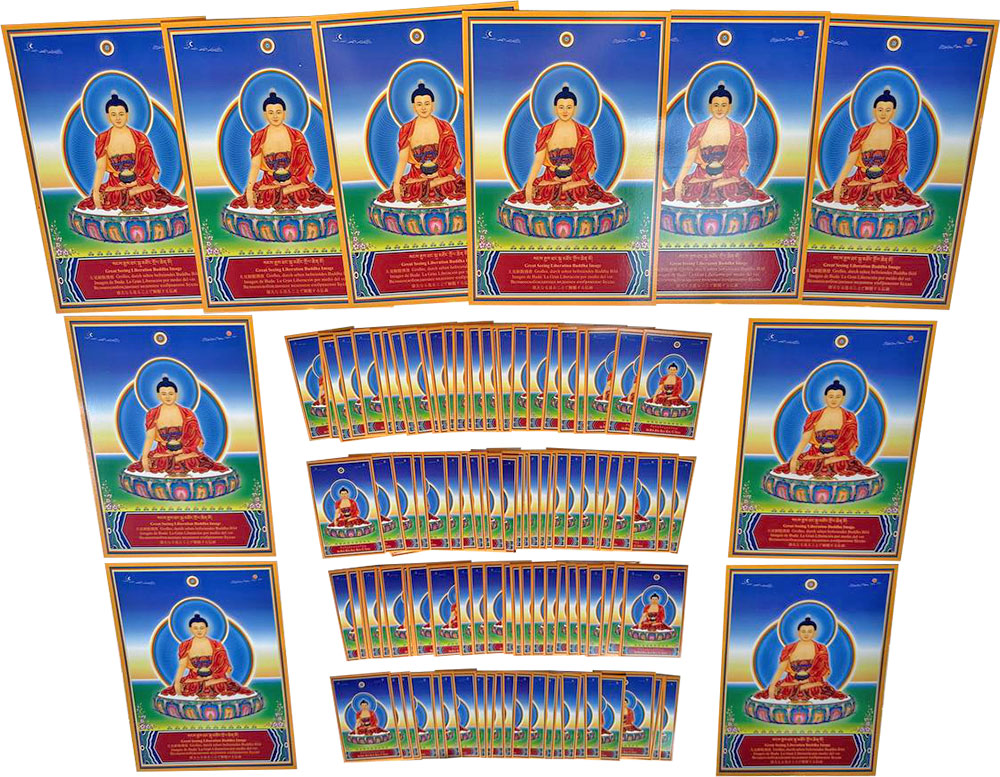 Buddha Shakyamuni and Guru Padmasambhava Images - Set of 10 (A5, 5.8×8.3″) and 100 (A7, 2.9×4.1″) - Image 2